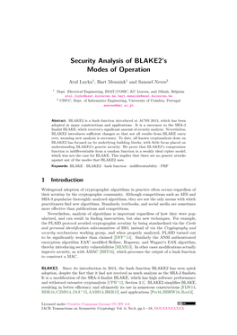 Security Analysis of BLAKE2's Modes of Operation