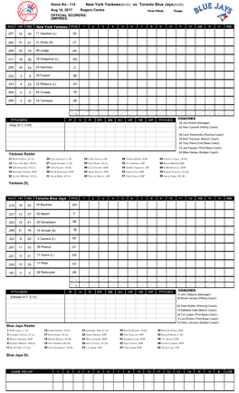 Vs Toronto Blue Jays(53-60)