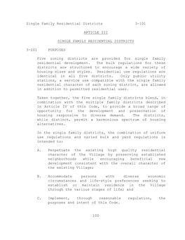 Single Family Residential Districts 3-101