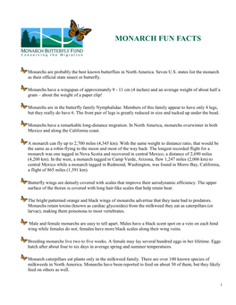 Monarch Fun Facts