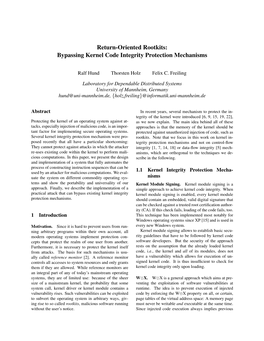 Return-Oriented Rootkits: Bypassing Kernel Code Integrity Protection Mechanisms