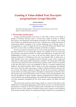 Descriptio Peregrinationis Georgii Huszthii