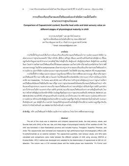 Comparison of Capsaicinoid Content, Scoville Heat Units and Total Sensory Value on Different Stages of Physiological Maturity in Chilli