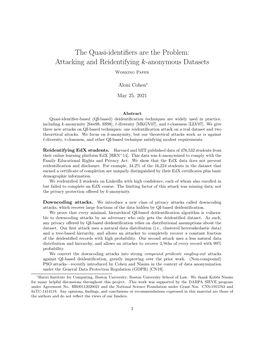 The Quasi-Identifiers Are the Problem