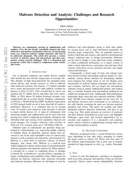 Malware Detection and Analysis: Challenges and Research Opportunities