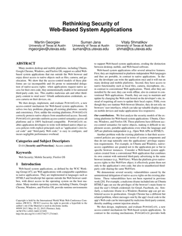 Rethinking Security of Web-Based System Applications