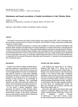 Distribution and Faunal Associations of Benthic Invertebrates at Lake Turkana, Kenya