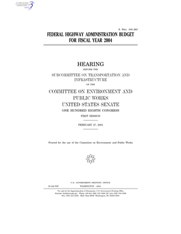 Federal Highway Administration Budget for Fiscal Year 2004