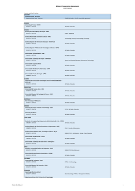 Bilateral Cooperation Agreements (Non-Erasmus)