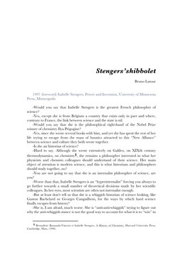 P-70 Stengers Foreword