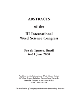 ABSTRACTS of the III International Weed Science Congress