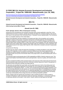 51 FERC ¶62,314, Holyoke Economic Development and Industrial Corporation, , Project No