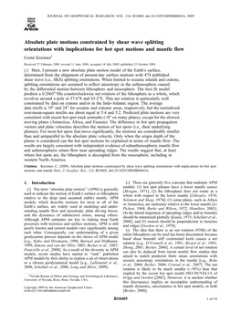 Absolute Plate Motions Constrained By