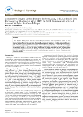 (C-ELISA) Based Sero-Prevalence of Bluetongue Virus (BTV) on Small Ruminants in Selected Areas of Wolyita, Southern Ethiopia