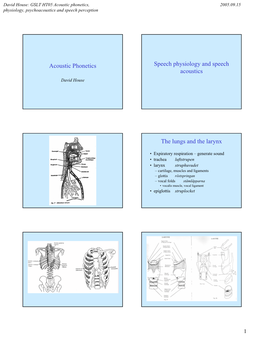 Acoustic Phonetics, 2005.09.15 Physiology, Psychoacoustics and Speech Perception