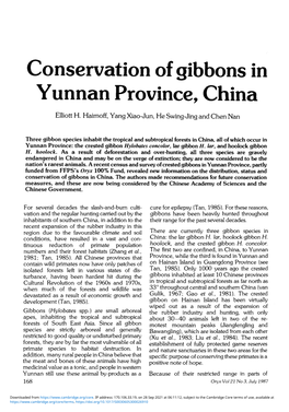 Conservation of Gibbons in Yunnan Province, China