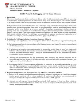 IACUC Policy 16: Tail Snipping and Tail Biopsy of Rodents