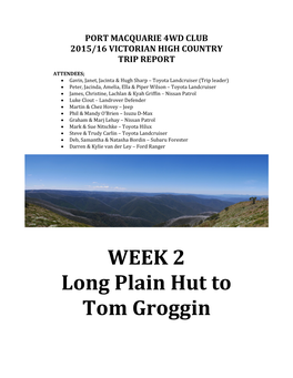WEEK 2 Long Plain Hut to Tom Groggin