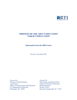 Profiles of the Adult Education Target Population