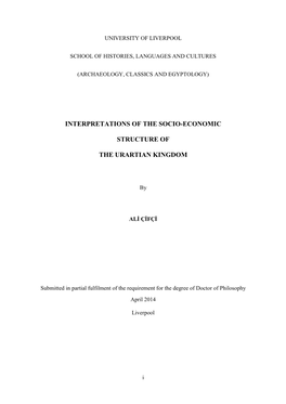 Interpretations of the Socio-Economic Structure of the Urartian Kingdom