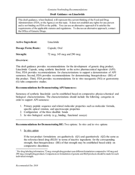 Draft Guidance on Linaclotide Active Ingredient