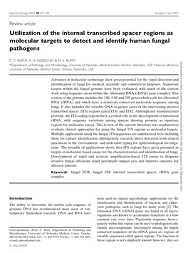 Utilization of the Internal Transcribed Spacer Regions As Molecular Targets