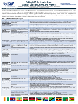 Taking DSD Services to Scale: Strategic Decisions, Paths, and Priorities