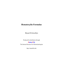 Hematoxylin Formulae