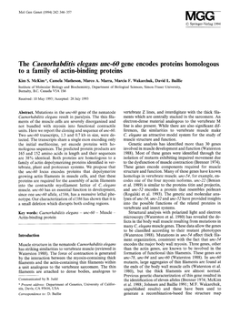 The Caenorhabditis Elegans Unc-60 Gene Encodes Proteins Homologous to a Family of Actin-Binding Proteins