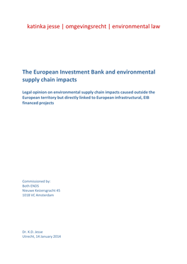 The European Investment Bank and Environmental Supply Chain Impacts