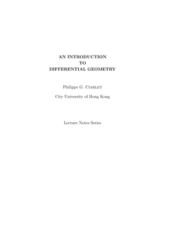 DIFFERENTIAL GEOMETRY Philippe G. Ciarlet City University of Hong