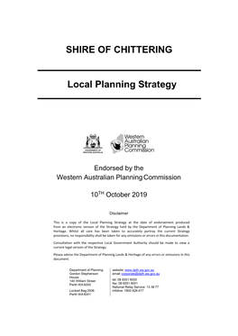 Shire of Chittering Local Planning Strategy