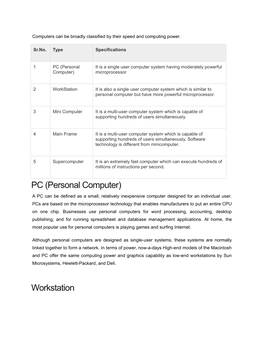 PC (Personal Computer) Workstation