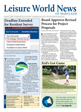 Kid's Got Game Deadline Extended for Resident Survey Board Approves