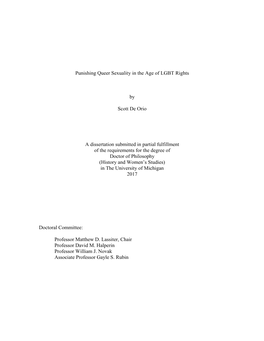 Punishing Queer Sexuality in the Age of LGBT Rights by Scott De Orio A