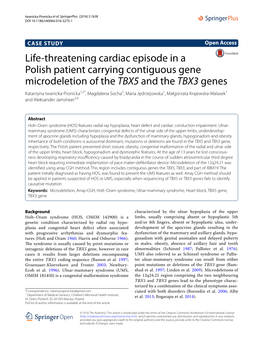 Life-Threatening Cardiac Episode in a Polish Patient Carrying Contiguous Gene Microdeletion of the TBX5 and the TBX3 Genes