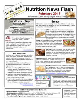 Nutrition News Flash February 2017 Rosemount-Apple Valley-Eagan Public Schools