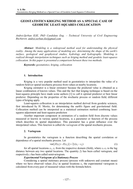 Geostatistics Kriging Method As a Special Case of Geodetic Least-Squares Collocation