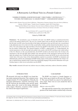 A Retroaortic Left Renal Vein in a Female Cadaver