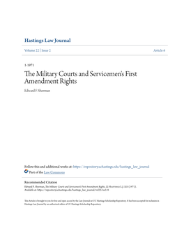 The Military Courts and Servicemen's First Amendment Rights, 22 Hastings L.J