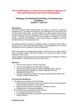 Staff Parking Policy/Procedures