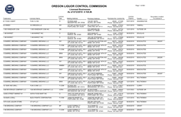 OREGON LIQUOR CONTROL COMMISSION Page 1 of 683 Licensed Businesses As of 8/12/2018 4:10A.M