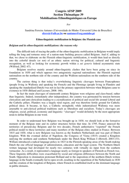 Congrès AFSP 2009 Section Thématique 39 Mobilisations Ethnolinguistiques En Europe