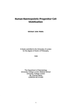 Human Haemopoietic Progenitor Cell Mobilization