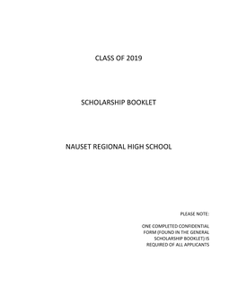 Class of 2019 Scholarship Booklet Nauset Regional