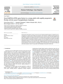 Novel KMT2A-ATP5L Gene Fusion in a Young Adult with Rapidly Progressive Ph-Like T(9;12) Acute B Lymphoblastic Leukemia