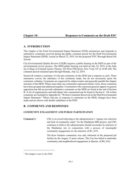 Chapter 10: Responses to Comments on the Draft EIS1 A