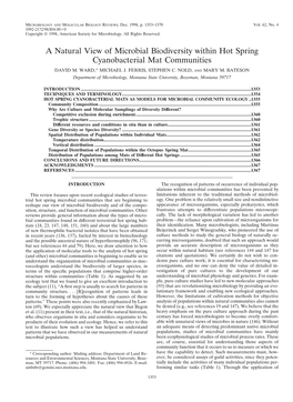 A Natural View of Microbial Biodiversity Within Hot Spring Cyanobacterial Mat Communities