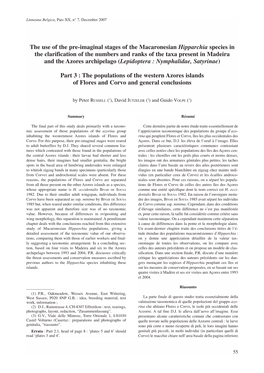 The Use of the Pre-Imaginal Stages of the Macaronesian Hipparchia