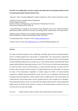 1 the Effect of Crystalline Phase (Anatase, Brookite and Rutile) And